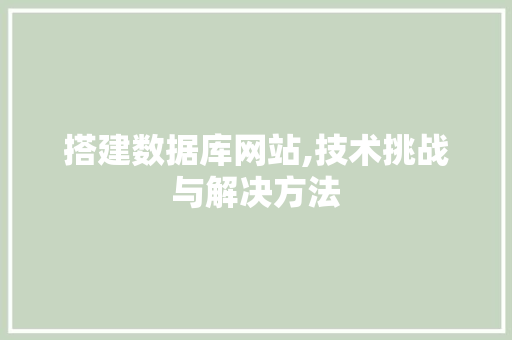 搭建数据库网站,技术挑战与解决方法 响应式设计