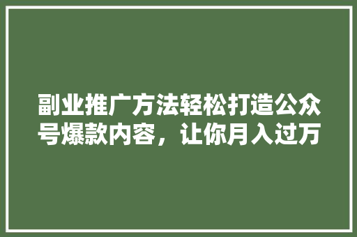 副业推广方法轻松打造公众号爆款内容，让你月入过万 商务信函