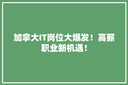 加拿大IT岗位大爆发！高薪职业新机遇！ 缓存Redis