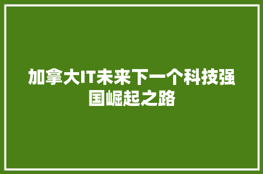 加拿大IT未来下一个科技强国崛起之路