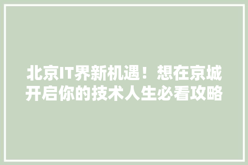 北京IT界新机遇！想在京城开启你的技术人生必看攻略！