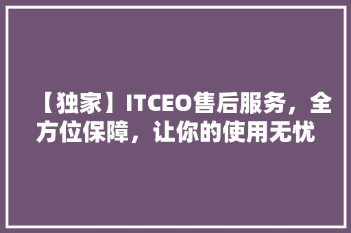 【独家】ITCEO售后服务，全方位保障，让你的使用无忧！