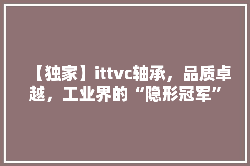 【独家】ittvc轴承，品质卓越，工业界的“隐形冠军”大