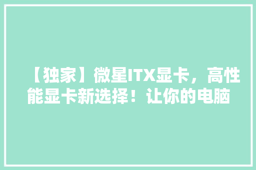 【独家】微星ITX显卡，高性能显卡新选择！让你的电脑瞬间升级！