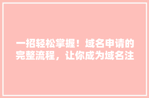 一招轻松掌握！域名申请的完整流程，让你成为域名注册达人