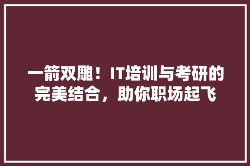 一箭双雕！IT培训与考研的完美结合，助你职场起飞