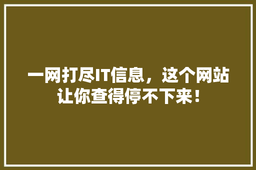 一网打尽IT信息，这个网站让你查得停不下来！ 前端技术