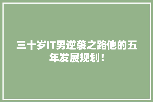 三十岁IT男逆袭之路他的五年发展规划！ 响应式设计