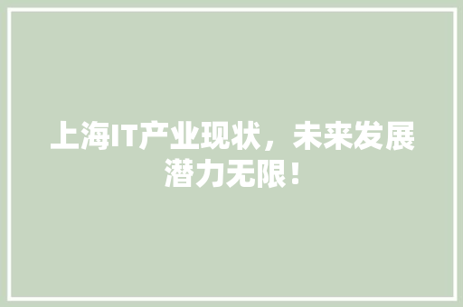 上海IT产业现状，未来发展潜力无限！ 缓存Redis