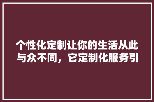 个性化定制让你的生活从此与众不同，它定制化服务引领潮流！