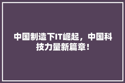 中国制造下IT崛起，中国科技力量新篇章！ 前端技术