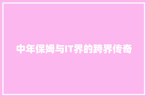 中年保姆与IT界的跨界传奇