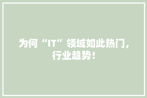 为何“IT”领域如此热门，行业趋势！ 网站建设
