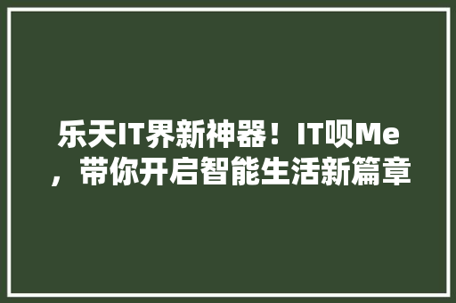 乐天IT界新神器！IT呗Me，带你开启智能生活新篇章 前端技术