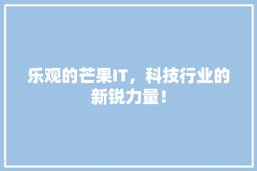 乐观的芒果IT，科技行业的新锐力量！