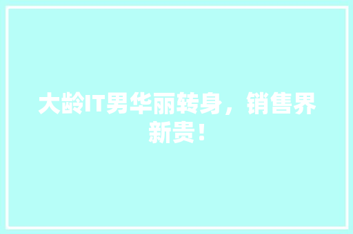 大龄IT男华丽转身，销售界新贵！