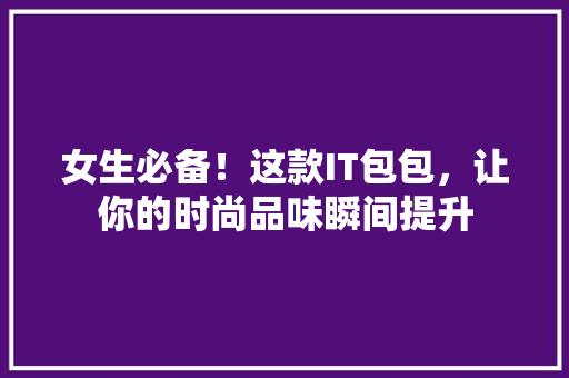 女生必备！这款IT包包，让你的时尚品味瞬间提升