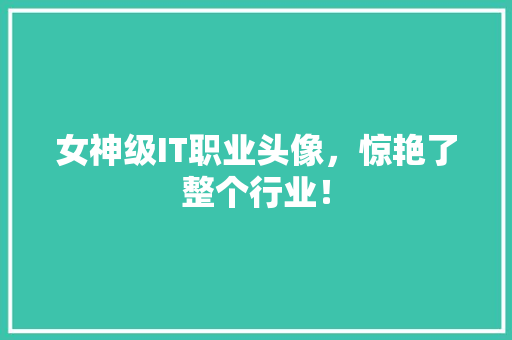 女神级IT职业头像，惊艳了整个行业！