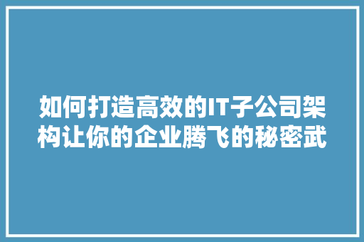如何打造高效的IT子公司架构让你的企业腾飞的秘密武器