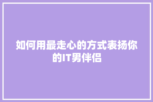 如何用最走心的方式表扬你的IT男伴侣