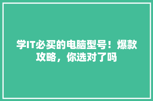 学IT必买的电脑型号！爆款攻略，你选对了吗