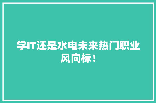 学IT还是水电未来热门职业风向标！