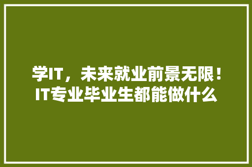 学IT，未来就业前景无限！IT专业毕业生都能做什么