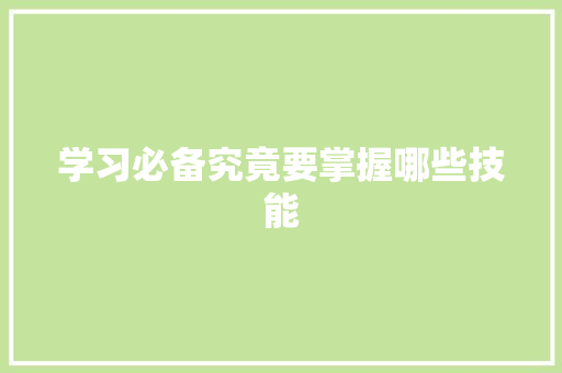 学习必备究竟要掌握哪些技能