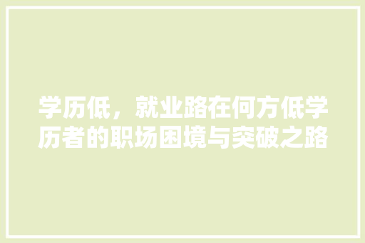 学历低，就业路在何方低学历者的职场困境与突破之路