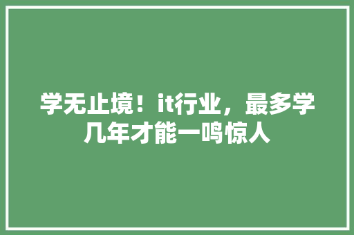 学无止境！it行业，最多学几年才能一鸣惊人 网站建设