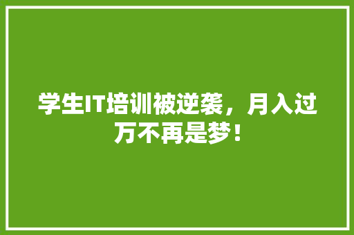 学生IT培训被逆袭，月入过万不再是梦！
