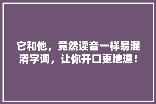 它和他，竟然读音一样易混淆字词，让你开口更地道！