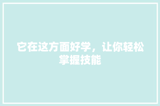 它在这方面好学，让你轻松掌握技能