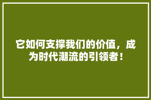 它如何支撑我们的价值，成为时代潮流的引领者！