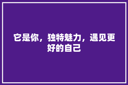 它是你，独特魅力，遇见更好的自己