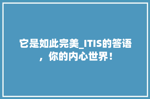 它是如此完美_ITIS的答语，你的内心世界！