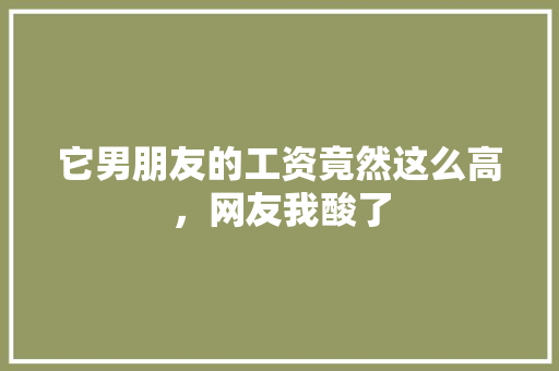 它男朋友的工资竟然这么高，网友我酸了