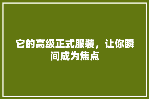 它的高级正式服装，让你瞬间成为焦点