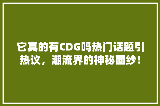 它真的有CDG吗热门话题引热议，潮流界的神秘面纱！