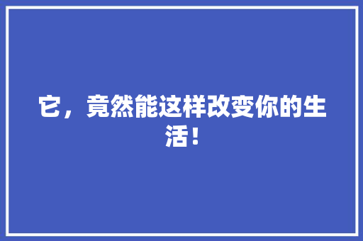 它，竟然能这样改变你的生活！ 市场营销范文