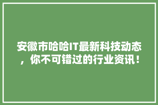 安徽市哈哈IT最新科技动态，你不可错过的行业资讯！