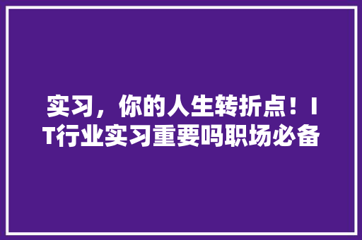 实习，你的人生转折点！IT行业实习重要吗职场必备技能！
