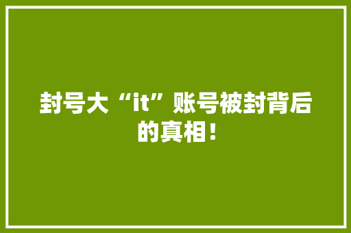 封号大“it”账号被封背后的真相！