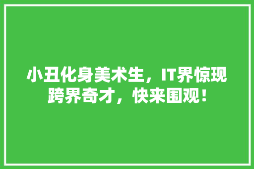 小丑化身美术生，IT界惊现跨界奇才，快来围观！