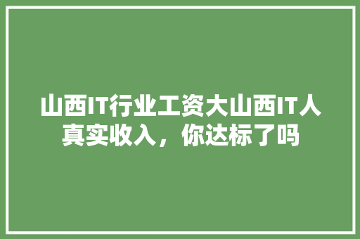 山西IT行业工资大山西IT人真实收入，你达标了吗 项目报告