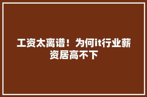 工资太离谱！为何it行业薪资居高不下 前端技术