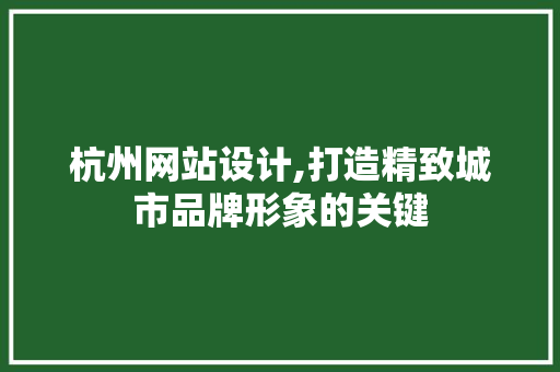 杭州网站设计,打造精致城市品牌形象的关键 前端技术