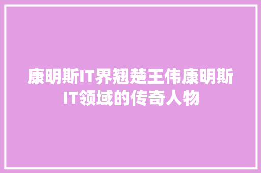 康明斯IT界翘楚王伟康明斯IT领域的传奇人物
