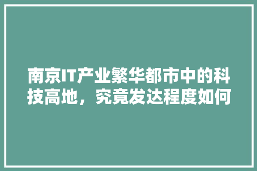 南京IT产业繁华都市中的科技高地，究竟发达程度如何 前端技术