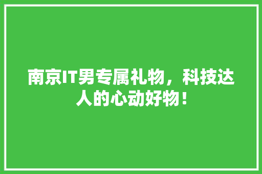 南京IT男专属礼物，科技达人的心动好物！